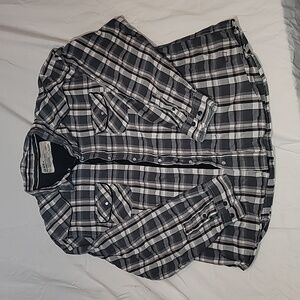 VTG Levi's Sewed with the Strongest Thread Plaid Western Pearl Snap Black/White